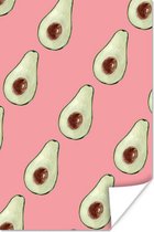 Poster Avocado - Roze - Verf - 20x30 cm