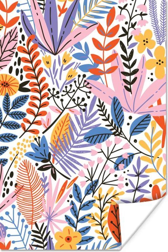 Poster Zomer - Planten - Bladeren - Patronen - 80x120 cm