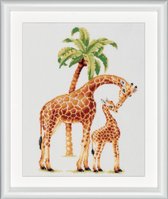 Dutch Stitch Brothers - DIY borduurpakket - DSB003A - Safari Giraffe - Wit Aida - 38 x 25 cm