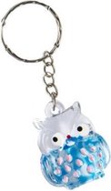 sleutelhanger uil 3,5 cm blauw