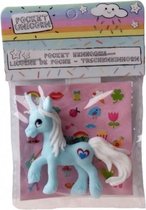 eenhoorn Pocket Unicorn meisjes 7 cm blauw/hartje 2-delig