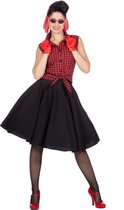 Wilbers - Rock & Roll Kostuum - Rockabilly Rode Rizzo - Vrouw - rood,zwart - Maat 44 - Carnavalskleding - Verkleedkleding