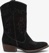 TwoDay suede dames cowboy western laarzen - Zwart - Maat 36 - Echt leer