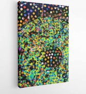 Canvas schilderij - Abstract Black Dot Painting -  314220629 - 115*75 Vertical