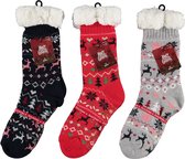 Dames Home Socks Kerst Huissokken Blauw - Maat One size
