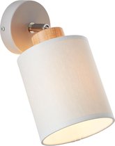 Brilliant lamp, Vonnie wandspot grijs/hout, 1x A60, E27, 25W, hout uit duurzame bosbouw (FSC)