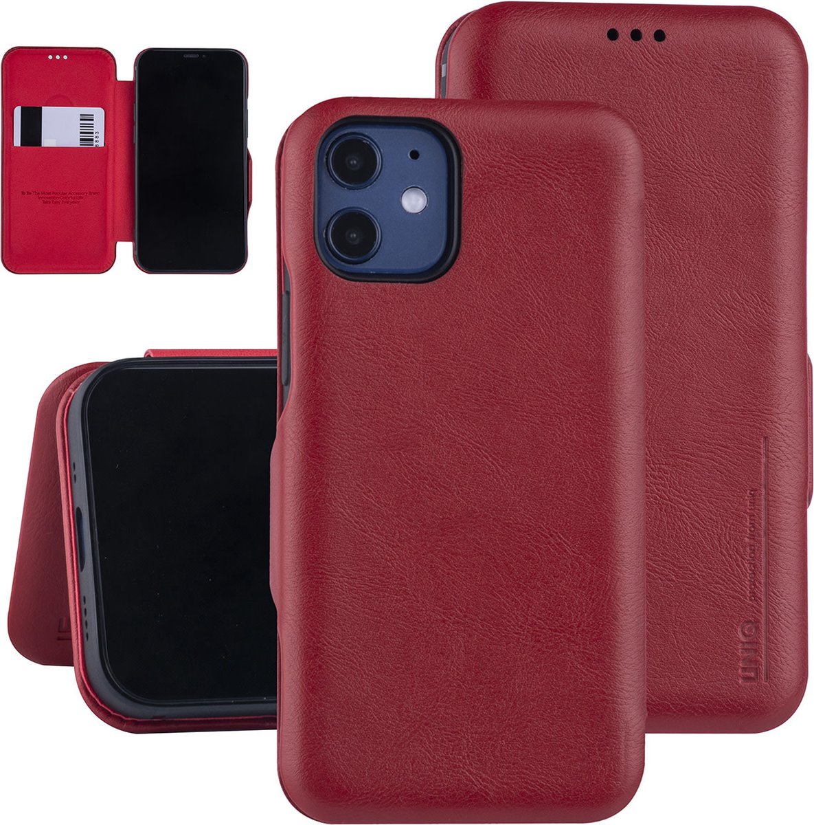 UNIQ Accessory Rood hoesje iPhone 12 Mini - Book Case
