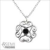 Aramat jewels ® - Ketting met hanger fantasie zwart onyx 925 zilver 13mm 45cm
