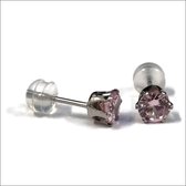 Aramat jewels ® - Oorbellen zirkonia zweerknopjes rond 5mm roze chirurgisch staal