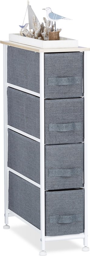 commode relaxdays en métal - caisson à tiroirs - commode - paniers gris - système de tiroirs - armoire latérale D