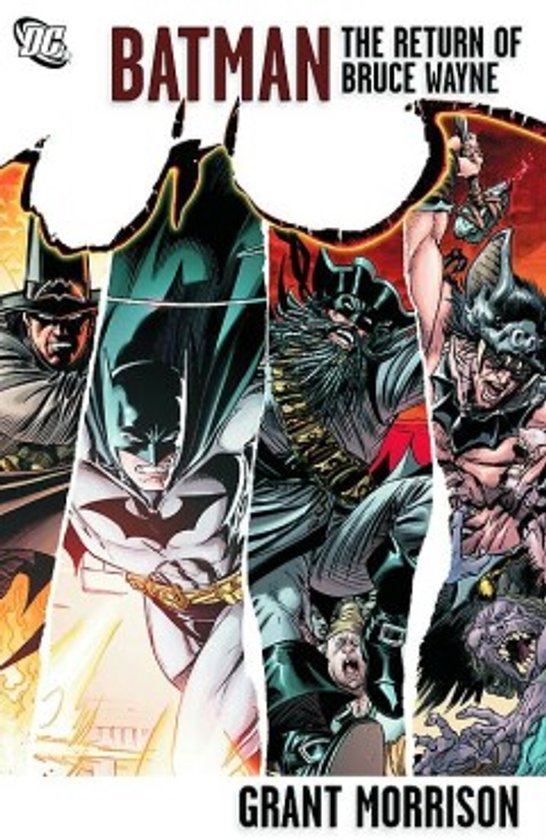La couverture du comic 'Batman The Return of Bruce Wayne' montre quatre versions de Batman : une version western, le Batman classique, un Batman à barbe hirsute et un Batman démoniaque.