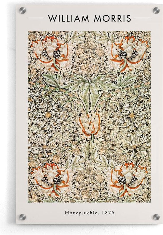 Walljar - William Morris - Honeysuckle II - Muurdecoratie - Acrylglas schilderij - 70 x 100 cm