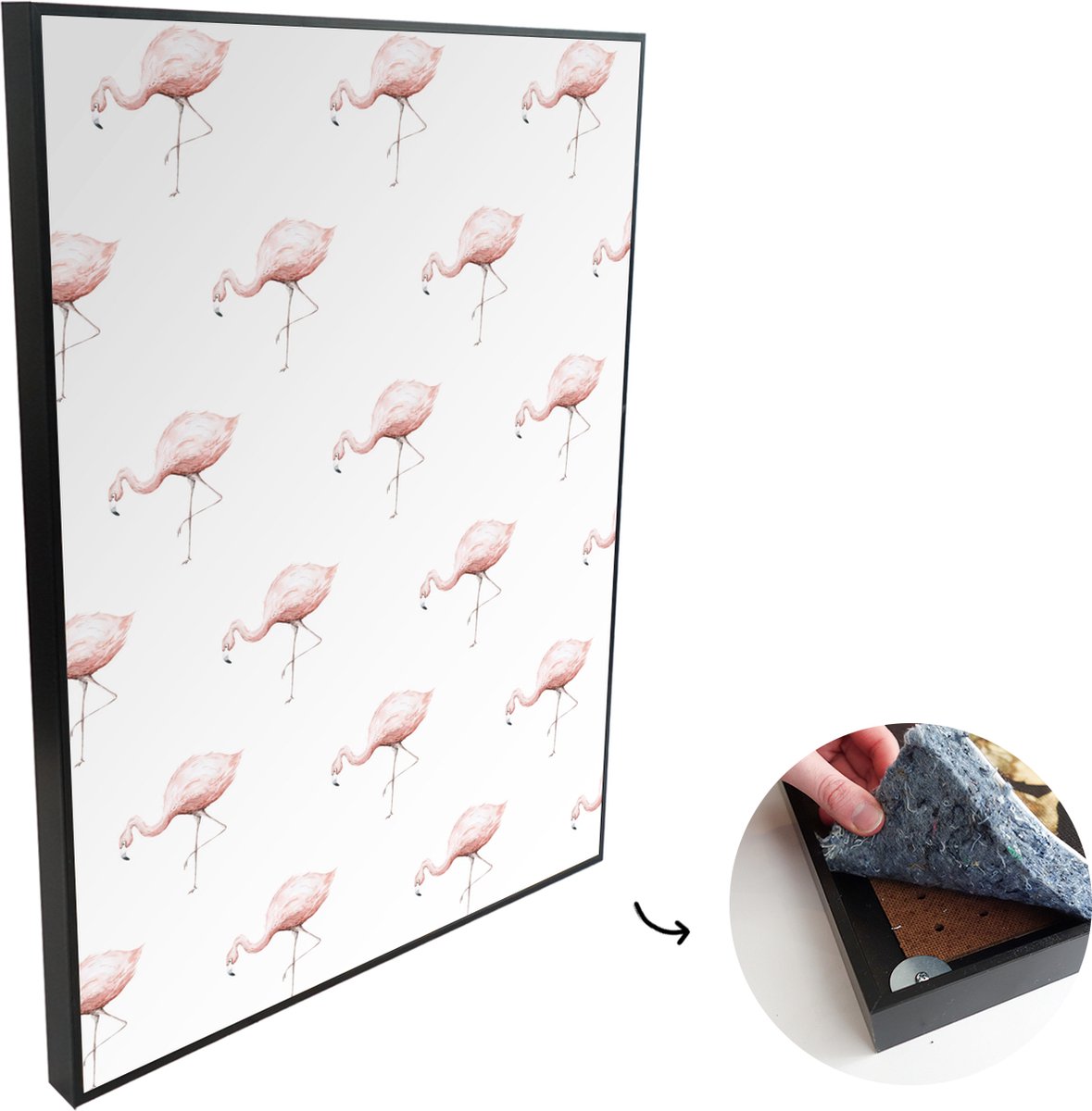 Akoestische Panelen - Geluidsisolatie - Akoestisch Wandpaneel - Wanddecoratie - Schilderij - 40x60 cm - Flamingo - Pastel - Patroon - Geluidsdemper - Isolatie platen - Studio Schuim