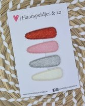 Haarspeldjes Saar - kerstcollectie - glitters - klikklakspeldje - rood/roze/zilver/beige of zilver/goud/bruin/zwart — 4 cm / Rood/roze/zilver/beige