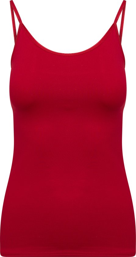 RJ Bodywear Pure Color dames spaghetti top (1-pack) - hemdje met smalle verstelbare bandjes - donkerrood - Maat: XL