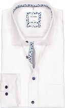 OLYMP Luxor comfort fit overhemd - wit 2-ply (contrast) - Strijkvrij - Boordmaat: 45