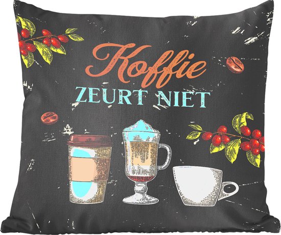 Coussins décoratifs - Oreillers Salon - 60x60 cm - Café - Tasse à Café - Vintage - Cadeau pour Femme - Cadeau Saint Valentin Femme - Cadeau pour Mari - Cadeau Saint Valentin pour Lui