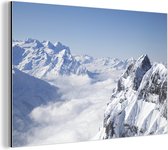Wanddecoratie Metaal - Aluminium Schilderij Industrieel - Alpen - Sneeuw - Berg - 30x20 cm - Dibond - Foto op aluminium - Industriële muurdecoratie - Voor de woonkamer/slaapkamer
