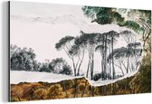 Wanddecoratie Metaal - Aluminium Schilderij - Italiaans Landschap - Hendrik Voogd - Zwart - Wit - 80x40 cm - Dibond