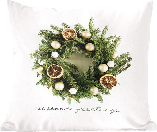 Sierkussens - Kussentjes Woonkamer - 50x50 cm - Winter - Dennenboom- Sinaasappel - Kerstversiering - Kerstdecoratie voor binnen - Woonkamer