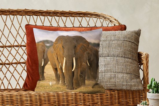 Sierkussen - Herbe Éléphant - Multicolore - 45 Cm X 45 Cm