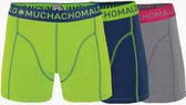 MuchachoMalo - 3-pack Boxershorts Blauw / Grijs Melange / Lime Groen - M