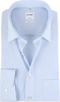 OLYMP Comfort Fit overhemd - wit / blauw gestreept - boordmaat 45