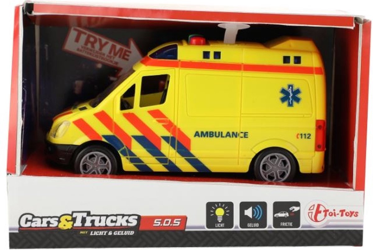 Toi-Toys Ambulance - speelgoed auto - frictie - licht en geluid - speelgoed — afbeelding 12