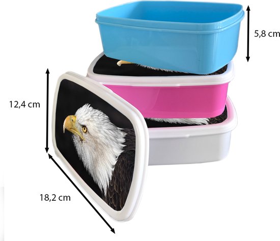 Lunch box Wit - Lunch box - Boîte à pain - Aigle - Vogel - Bec - Yeux - 18x12x6 cm - Adultes