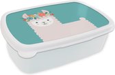 Boîte à pain Wit - Boîte à lunch - Boîte à pain - Lama - Laine - Fleurs - 18x12x6 cm - Adultes - Cadeau Sinterklaas - Distribution de cadeaux pour enfants - Cadeaux chaussures Sinterklaas