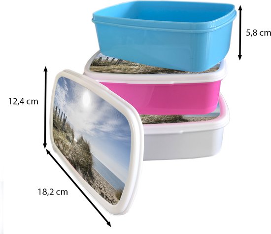 Lunch box Rose - Lunch box - Boîte à pain - Soleil - Nuages - Plage - 18x12x6 cm - Enfants - Fille