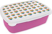 Broodtrommel Roze - Lunchbox - Brooddoos - Pride - Patroon - Love - 18x12x6 cm - Kinderen - Meisje