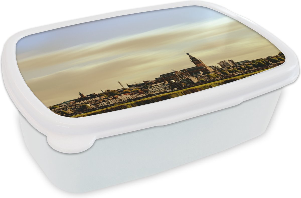 Broodtrommel Wit - Lunchbox - Brooddoos - Skyline - Nijmegen - Nederland - 18x12x6 cm - Volwassenen