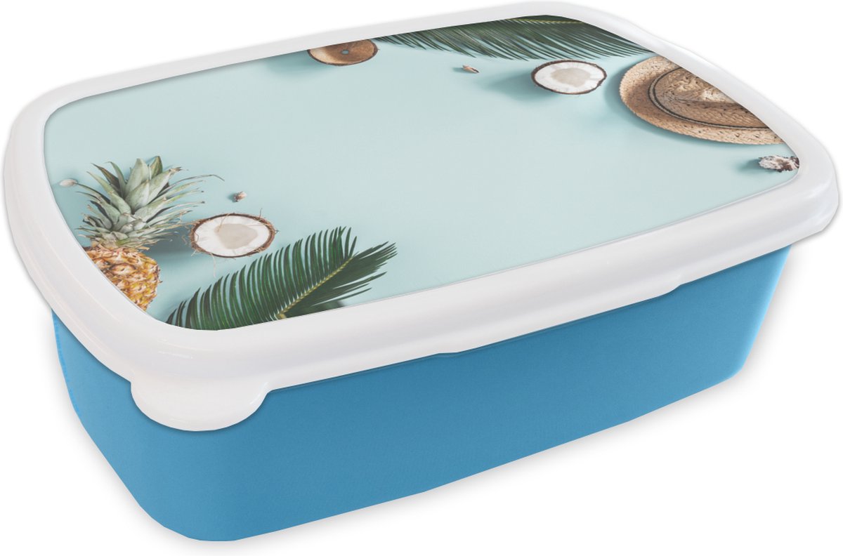 Broodtrommel Blauw - Lunchbox - Brooddoos - Zomer - Fruit - Blauw - 18x12x6 cm - Kinderen - Jongen