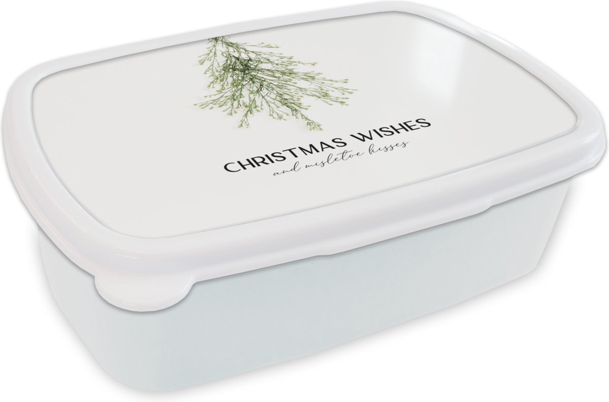 Broodtrommel Wit - Lunchbox - Brooddoos - Kerst - Kerstboom - Quote - 18x12x6 cm - Volwassenen