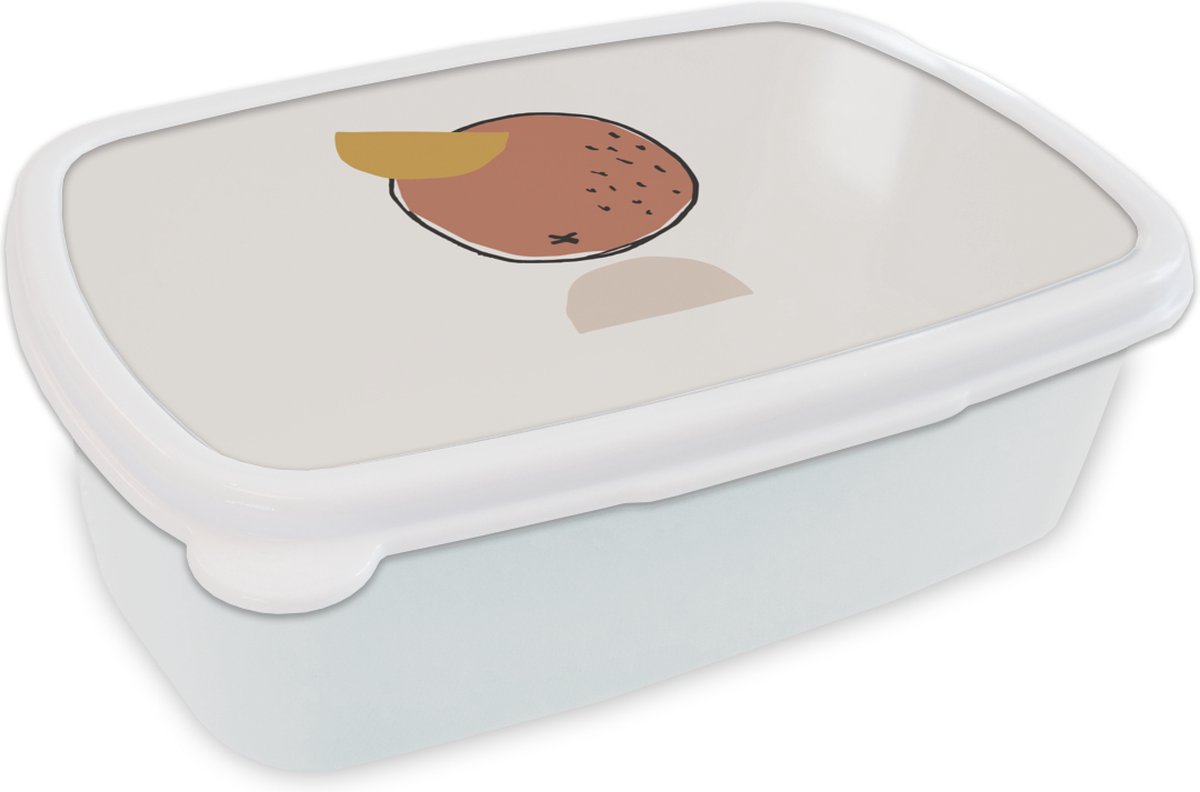 Broodtrommel Wit - Lunchbox - Brooddoos - Zomer - Kokosnoot - Bruin - Wit - 18x12x6 cm - Volwassenen