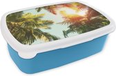 Lunch box Blauw - Lunch box - Boîte à pain - Palmier - Soleil - Été - 18x12x6 cm - Enfants - Garçon