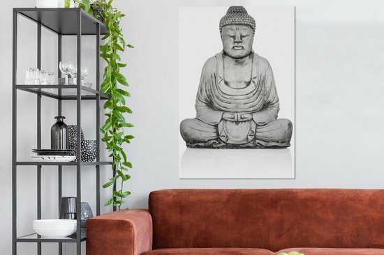 Statue en pierre de Bouddha sur toile 80x120 cm - Tirage photo sur toile (Décoration murale salon / chambre)