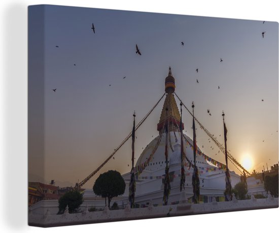 Canvas schilderij 180x120 cm - Wanddecoratie Monument Nepal - Muurdecoratie woonkamer - Slaapkamer decoratie - Kamer accessoires - Schilderijen