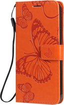 Apple iPhone 12 Hoesje - Mobigear - Butterfly Serie - Kunstlederen Bookcase - Oranje - Hoesje Geschikt Voor Apple iPhone 12