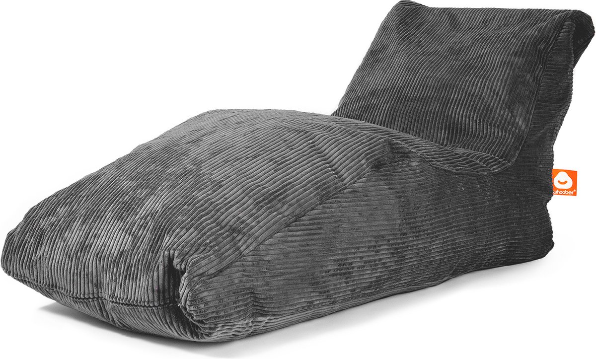 Whoober loungestoel zitzak Bali XL ribcord antraciet - Zacht en comfortabel - Wasbaar