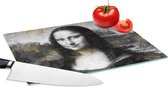 Glazen Snijplank - 28x20 - Mona Lisa - Leonardo da Vinci - Zwart - Wit - Goud - Snijplanken Glas