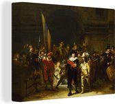 Canvas schilderij - Nachtwacht - Rembrandt - Kunst - Oude meesters - Canvas doek - 160x120 cm - Oude meesters op canvas - Schilderijen op canvas - Muurdecoratie