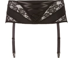 Cottelli Plus Size – Sexy Jarretel Gordel met Kanten Inleg voor een Onweerstaanbare Uitstraling – Maat L - Zwart