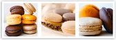 Trend24 - Canvas Schilderij - Dessert Macarons - Set - Schilderijen - Voedsel - 150x50x2 cm - Meerkleurig