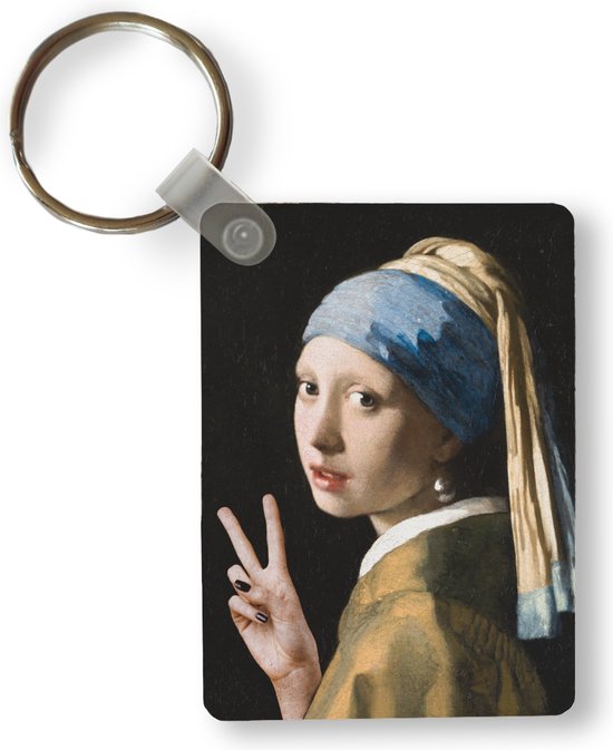 Sleutelhanger Meisje Met De Parel Vermeer Peace Uitdeelcadeautjes Plastic Bol 