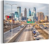 Horizon du centre-ville de Minneapolis en Amérique Aluminium 180x120 cm - Tirage photo sur Aluminium (décoration murale en métal) XXL / Groot format!