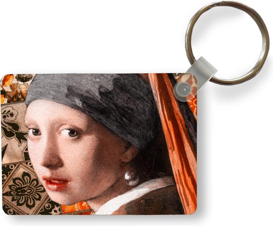 Porte-clés - Peinture - Fille à la perle - Oranje - Zwart - Plastique