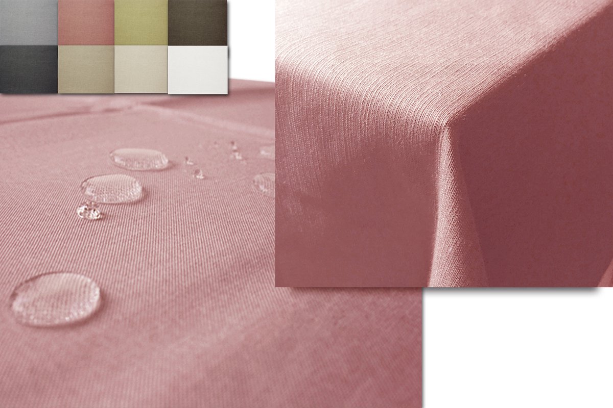 JEMIDI stoffen tafelkleed 135 x 180 cm - Voor binnen of buiten - Waterafstotend en vlekbestendig - In oudroze