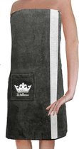 JEMIDI Sauna Kilt Dames Klittenbandsluiting M-XXL Katoenen Badstof Sarong 100% Katoen Sauna Sarong Sauna Handdoek Antraciet/Wit Vrouwen - Wit